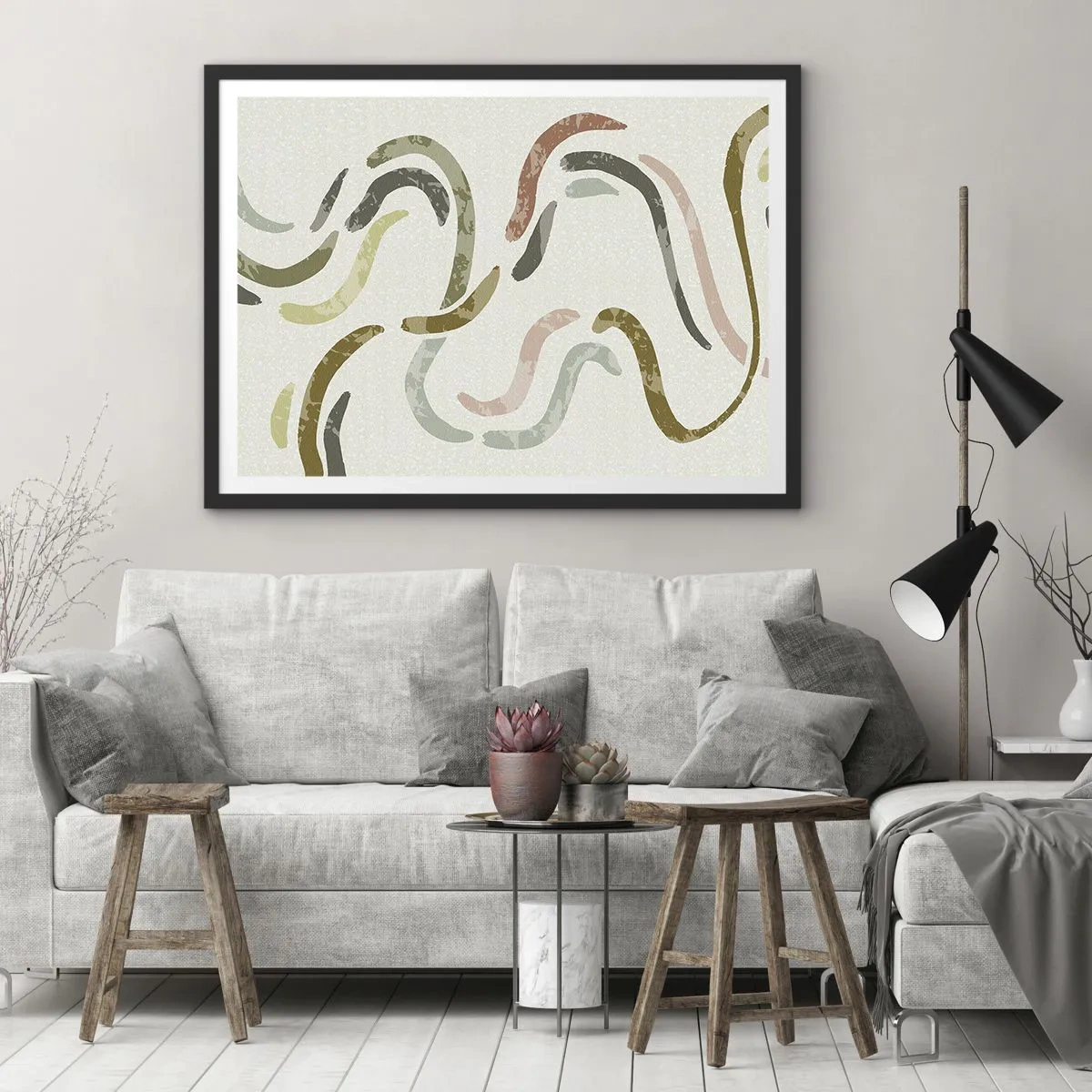 Poszter fehér keretben - Az absztrakció vidám tánca - 91x61 cm