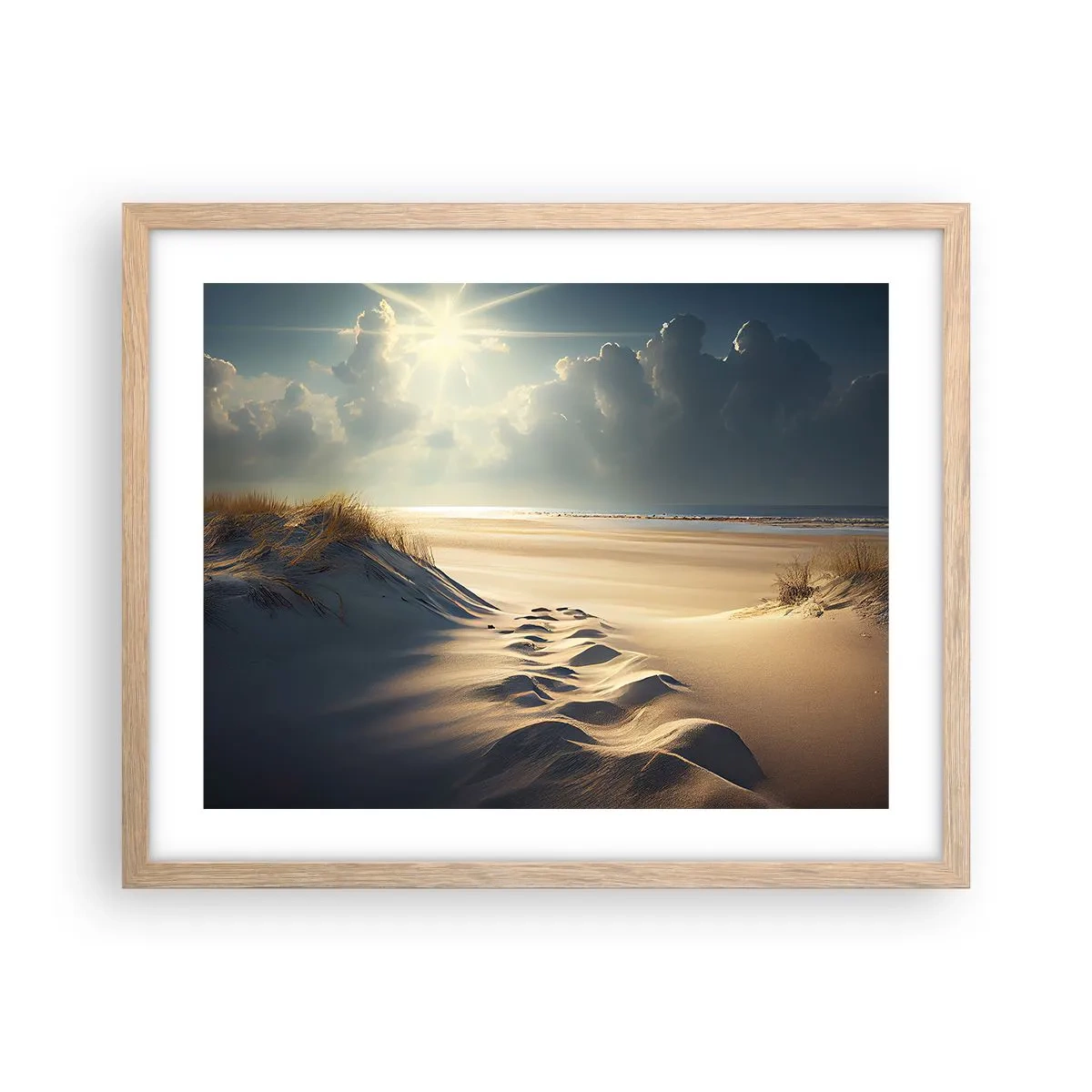 Poszter világos tölgy keretben - Megnyugtató táj - 50x40 cm