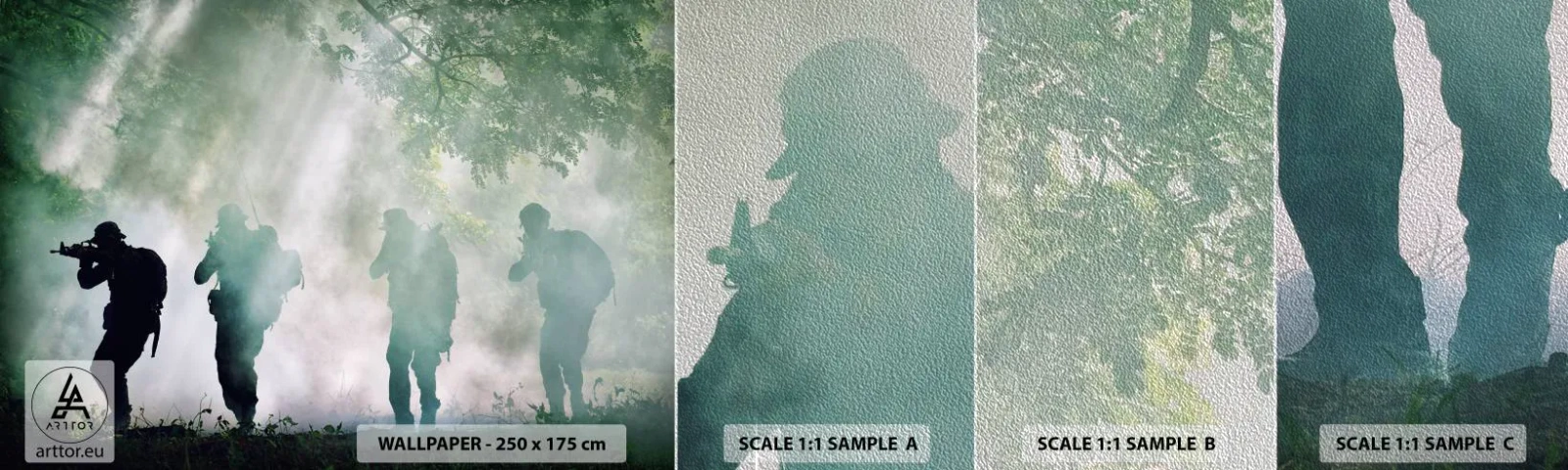 Fotótapéta Minta Premium Sand - Egy mindenkiért… - Katona, Fegyver, Puska - 100x30 cm