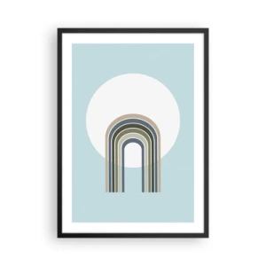 Poszter fehér keretben - Minimalista ív pasztell árnyalatokkal kör alakú háttér előtt - 50x70cm - Ellenállhatatlan vonzalom - Modern fali dekoráció nappalihoz és hálószobához ARTTOR