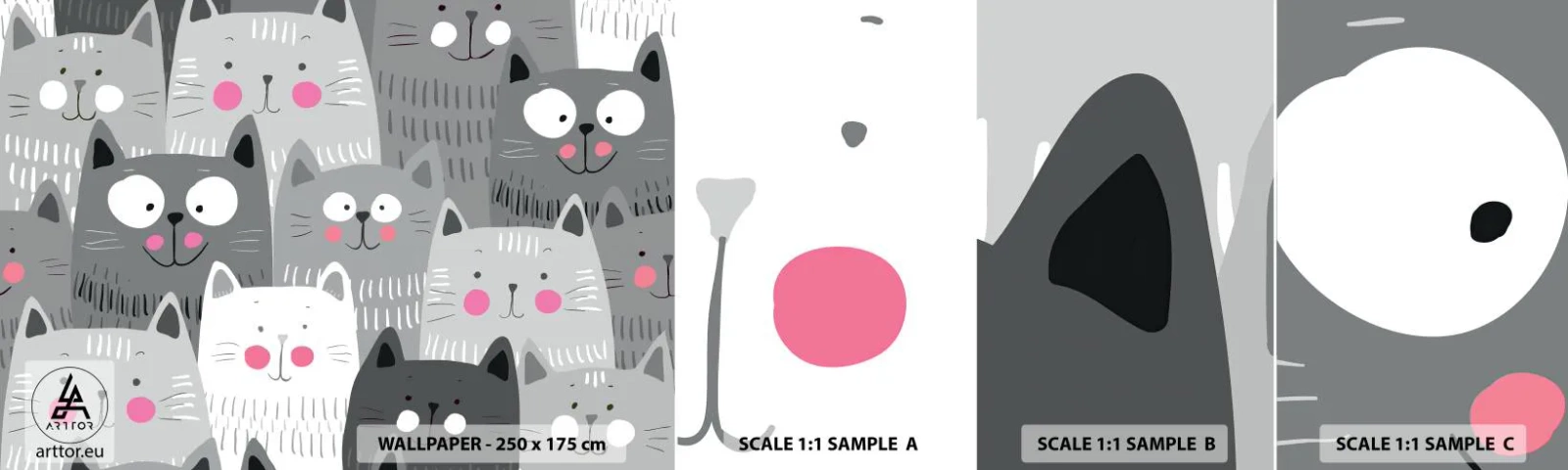 Fotótapéta Minta Öntapadós Deluxe Sticker - A macska világa - Gyerekeknek, Macska, Állatok - 100x30 cm