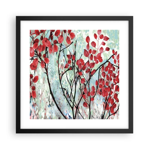 Poszter fehér keretben - Fa skarlát színben - 40x40 cm
