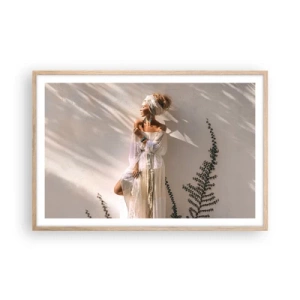 Poszter világos tölgy keretben - A nap és a lány - 91x61 cm