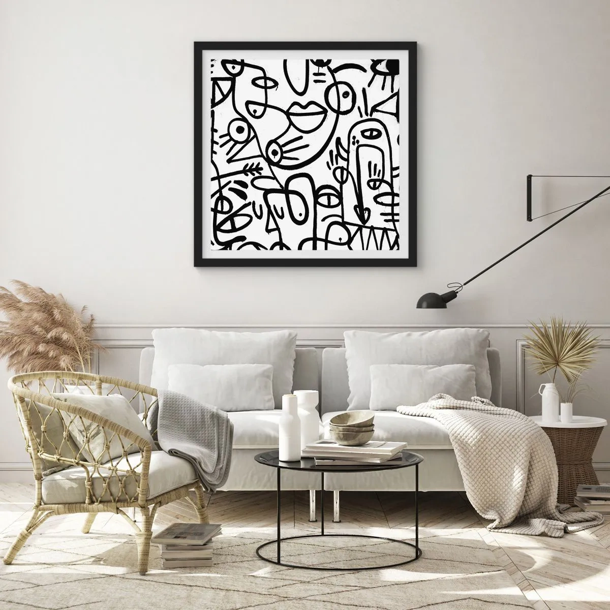 Poszter fehér keretben - Arcok és délibábok - 30x30 cm