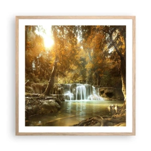 Poszter világos tölgy keretben - Park kaszkád - 60x60 cm