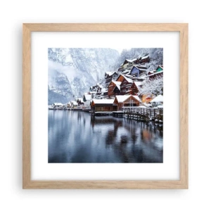 Poszter világos tölgy keretben - Téli díszben - 30x30 cm