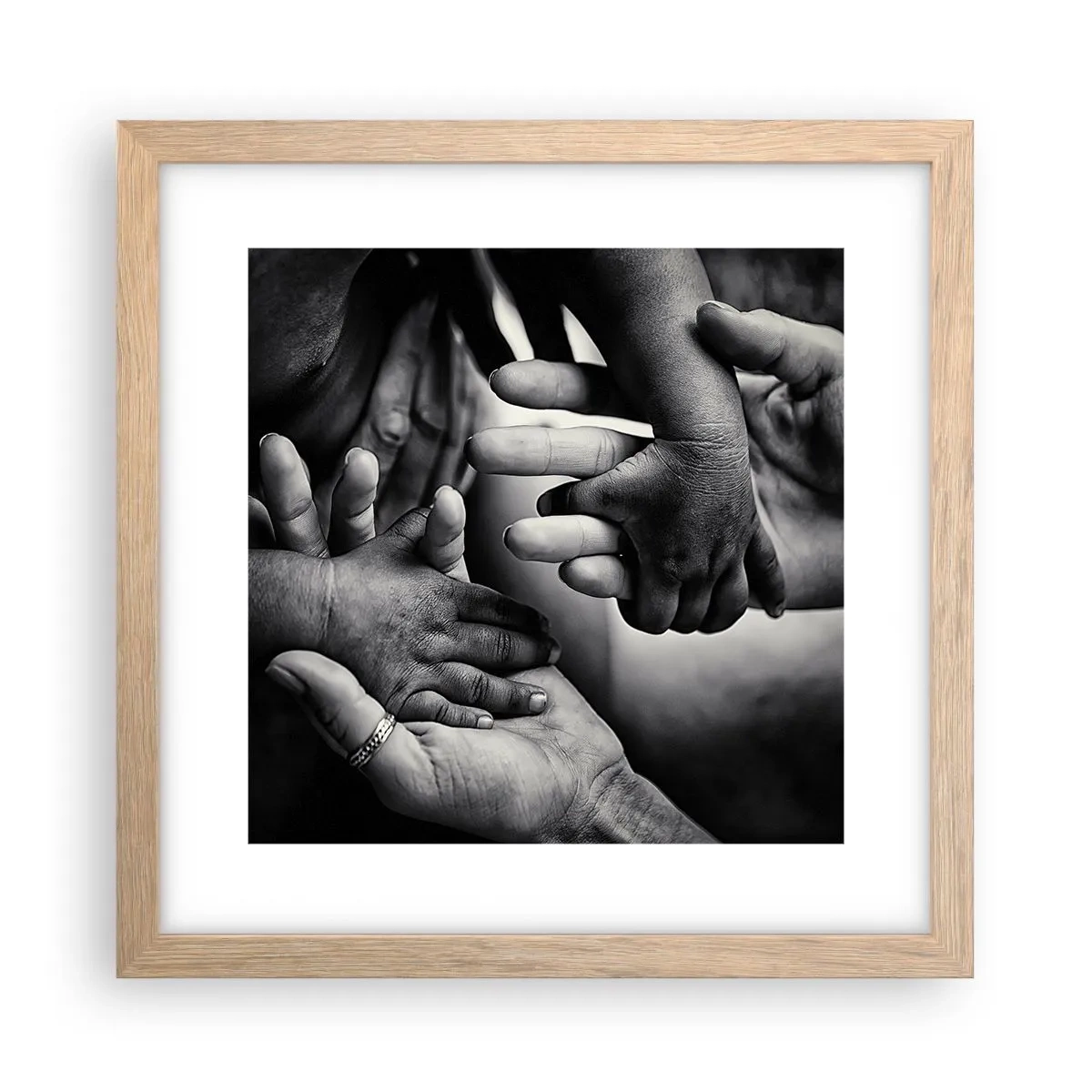 Poszter világos tölgy keretben - Embernek lenni - 30x30 cm