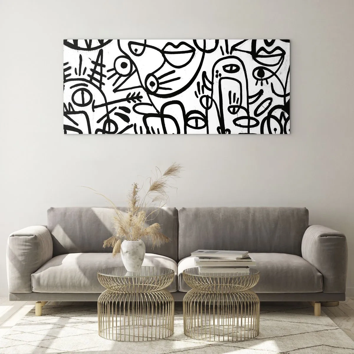 Üveg kép - Arcok és délibábok - 120x50 cm