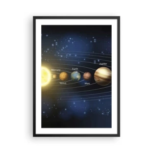 Poszter fehér keretben - A Naprendszer bolygókkal a csillagok hátterében - 50x70cm - Egy a tízből - Modern fali dekoráció nappalihoz és hálószobához ARTTOR