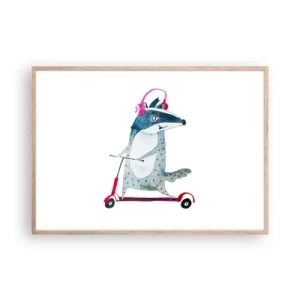 Poszter világos tölgy keretben - Borzas örömök - 100x70 cm