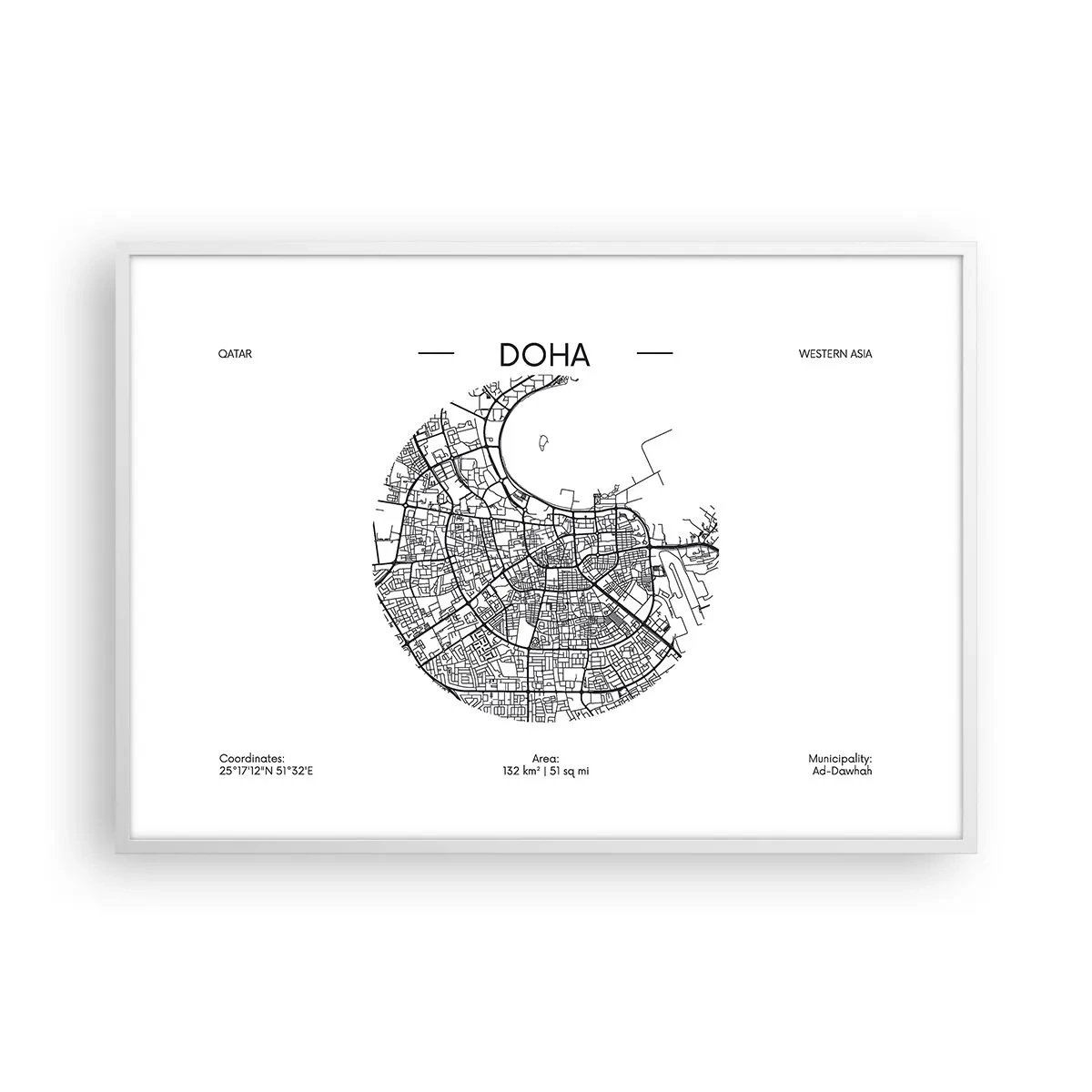 Poszter fekete keretben - Doha anatómiája - 100x70 cm