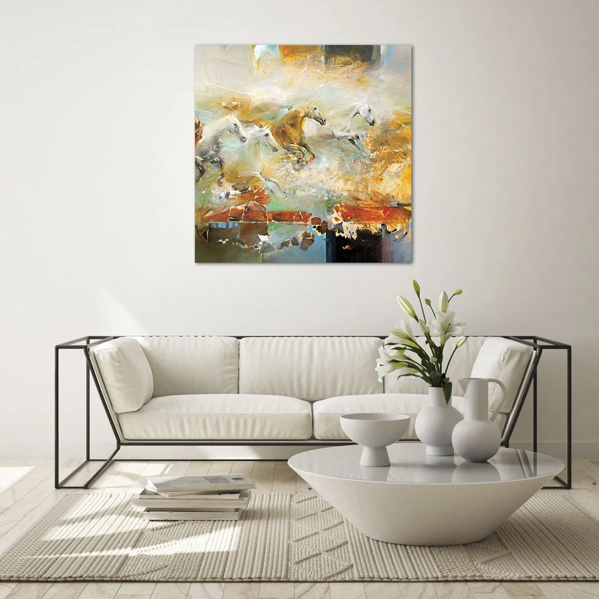 Üveg kép - Vágta a fényen át  - 70x70 cm