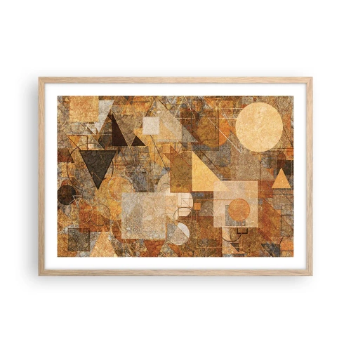Poszter világos tölgy keretben - Kubikus bronz tanulmánya - 70x50 cm