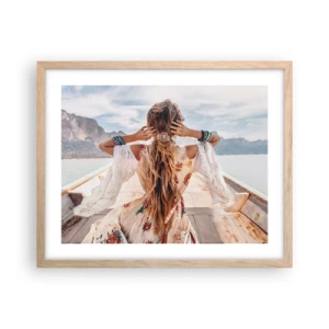 Poszter világos tölgy keretben - Az út a boldogság felé  - 50x40 cm