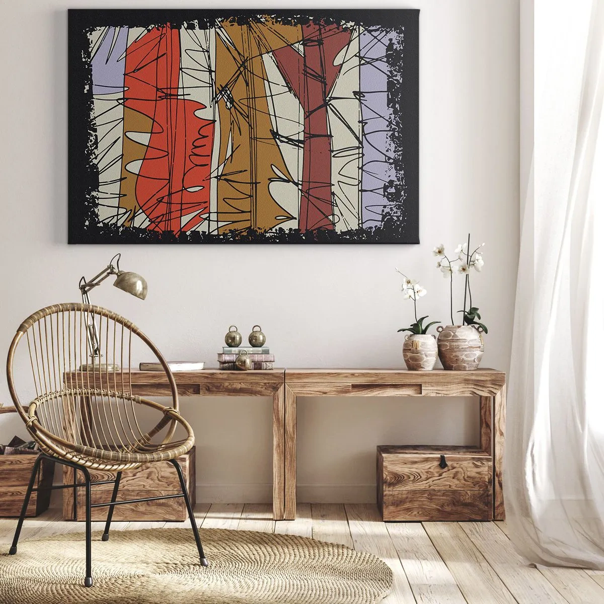 Vászonkép - Absztrakt kompozíció intenzív színekben - 70x50cm - Spontán kompozíció - Modern fali dekoráció nappalihoz és hálószobához ARTTOR