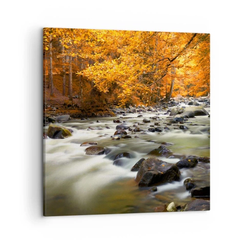 Vászonkép - Egy patak az aranyerdőben - 50x50 cm