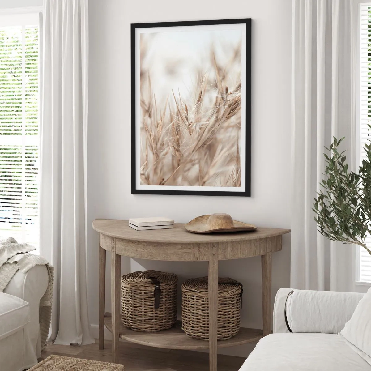 Poszter fehér keretben - Mező és szél - 70x100 cm