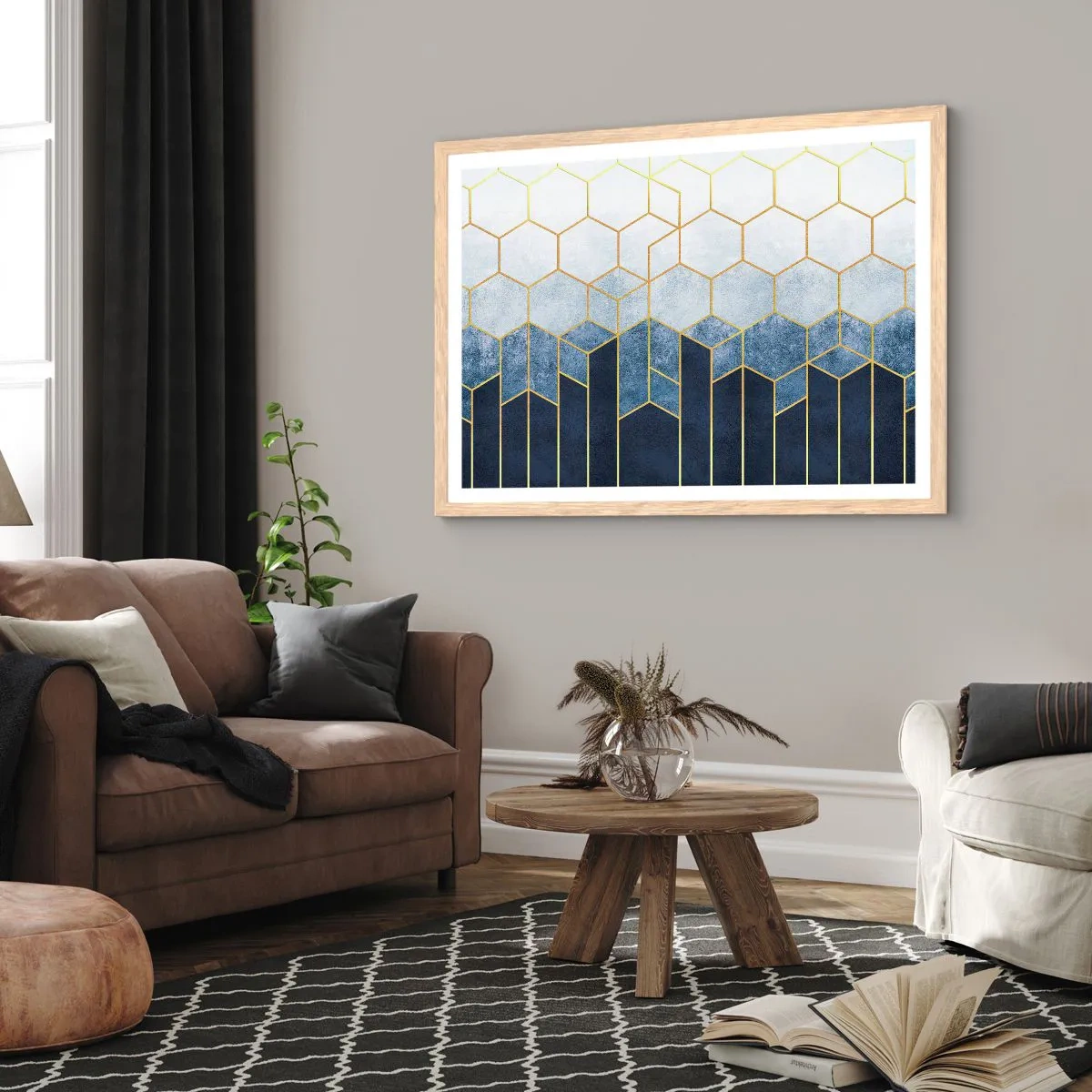 Poszter világos tölgy keretben - Kompozíció szinkópa ritmusban - 40x30 cm