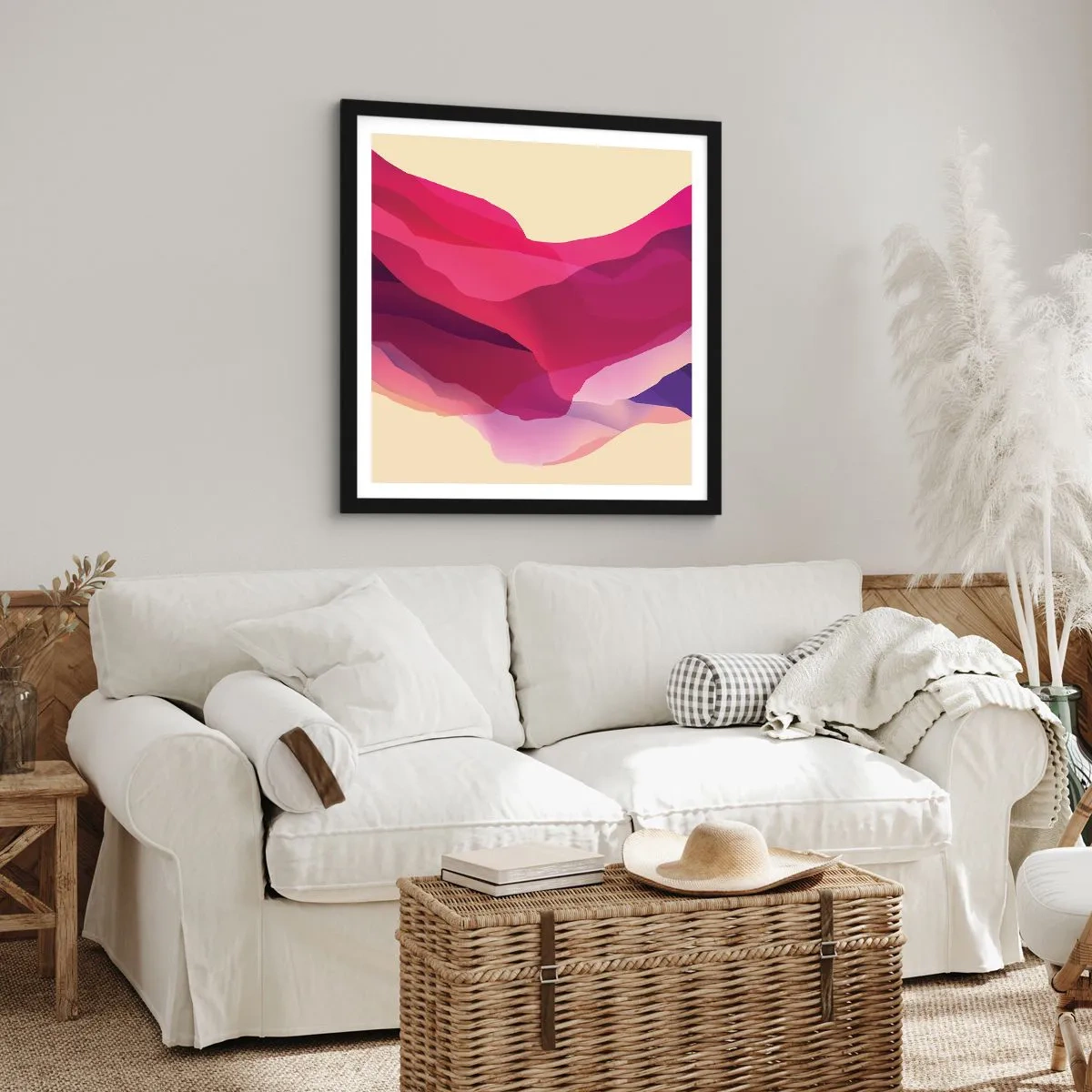 Poszter fehér keretben - Bíbor hullámok - 50x50 cm