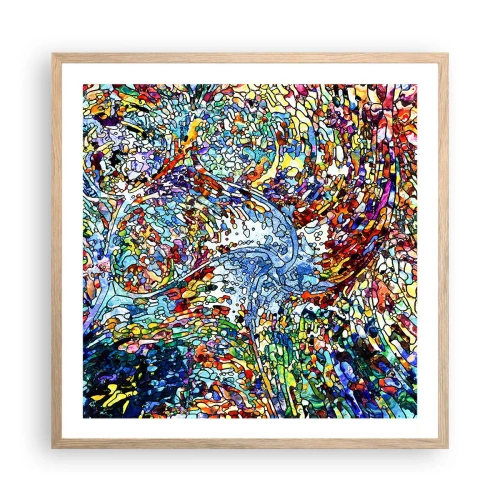 Poszter világos tölgy keretben - Cseppes ólomüveg - 60x60 cm