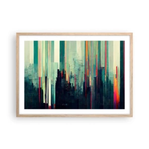 Poszter világos tölgy keretben - Futurisztikus város - 70x50 cm