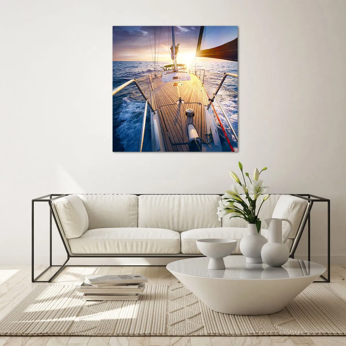 Üveg kép - Futás a hullámokon - 50x50 cm