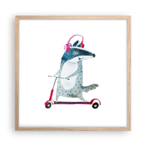 Poszter világos tölgy keretben - Borzas örömök - 50x50 cm