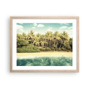 Poszter világos tölgy keretben - Talán itt? - 50x40 cm