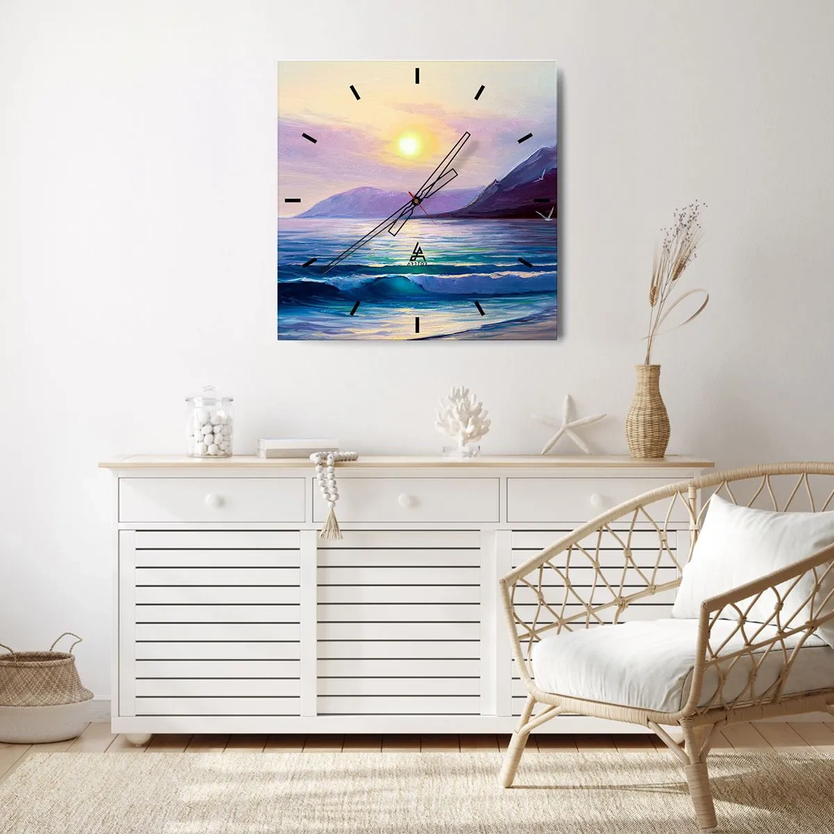 Falióra, Óra - Víz és levegő kristály - 40x40 cm