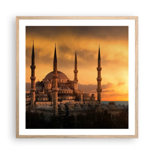 Poszter világos tölgy keretben - Isten hatalmas - 60x60 cm