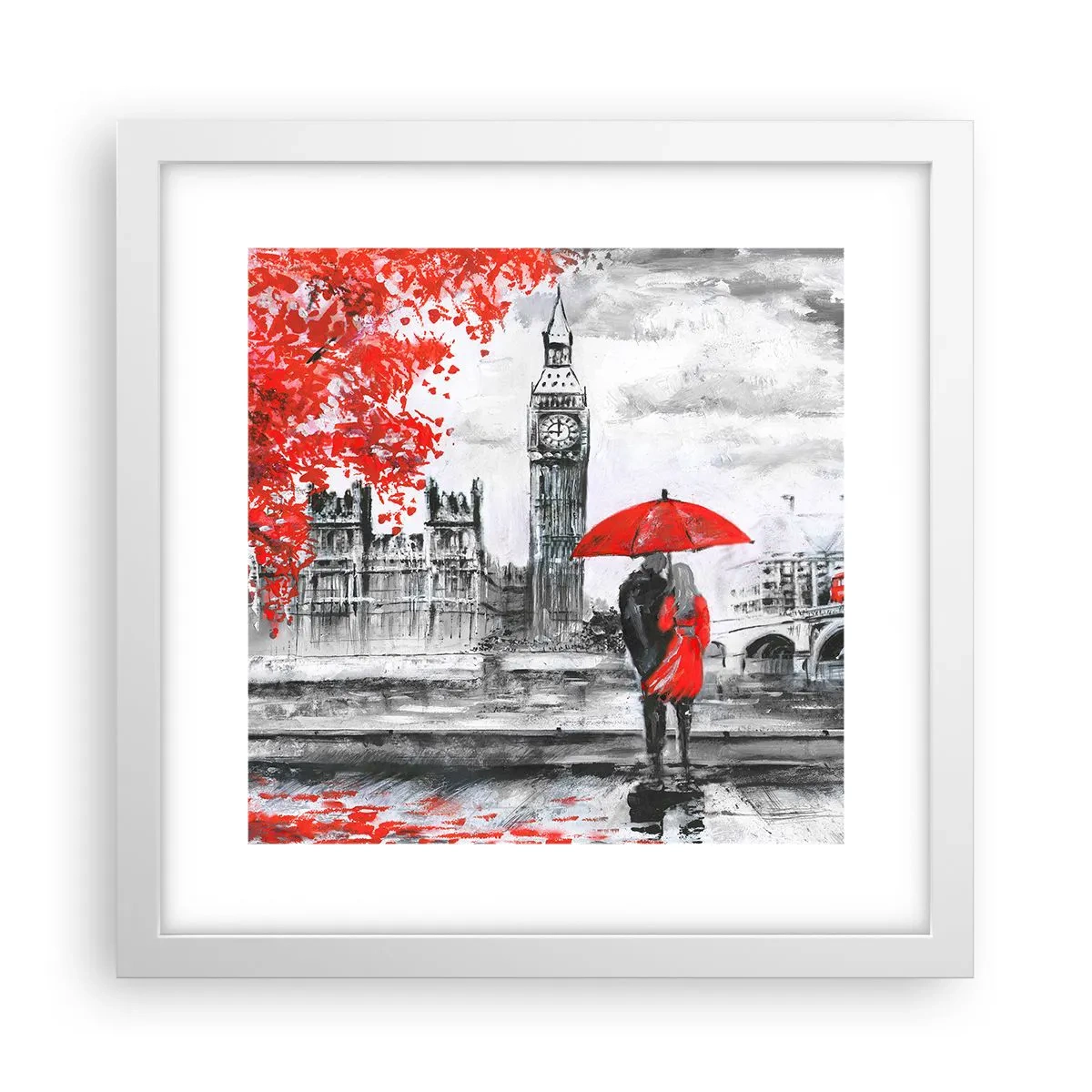 Poszter fekete keretben - Szerelmesek Londonban - 30x30 cm