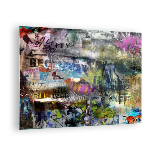 Üveg kép - Színes absztrakt graffiti kollázs - 70x50cm - Emlékek kollázsa - Modern fali dekoráció nappalihoz és hálószobához ARTTOR