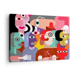 Vászonkép - Színes absztrakció geometrikus arcokkal - 70x50cm - Picassó úrtól vagyunk - Modern fali dekoráció nappalihoz és hálószobához ARTTOR