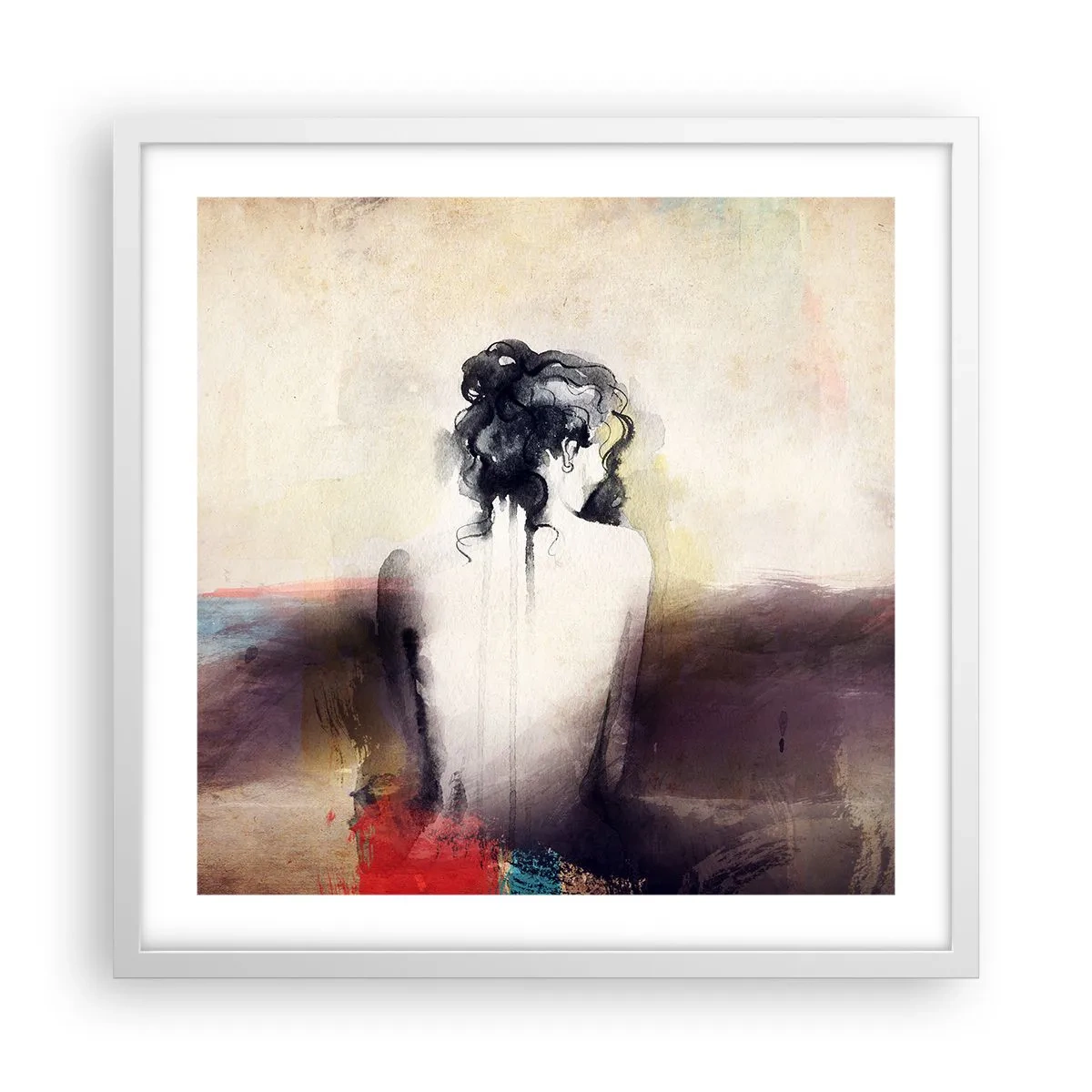 Poszter fekete keretben - Sima vonalak, ovális formák - 50x50 cm