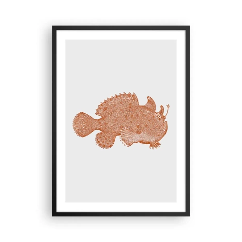 Poszter fehér keretben - Részletes illusztráció egy mélytengeri halról - 50x70cm - Mégiscsak egy hal - Modern fali dekoráció nappalihoz és hálószobához ARTTOR