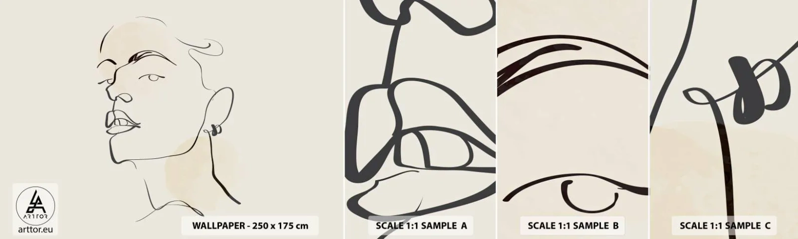 Fotótapéta Minta Standard Eco - Büszke tekintet - Női Arc, Egy nő portréja, Grafika - 100x30 cm