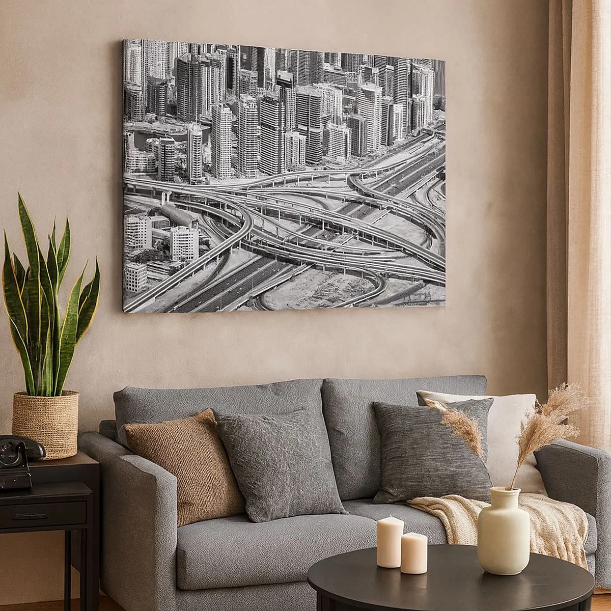 Vászonkép - Dubai madártávlatból - 70x50cm - Dubai – a lehetetlen város - Modern fali dekoráció nappalihoz és hálószobához ARTTOR