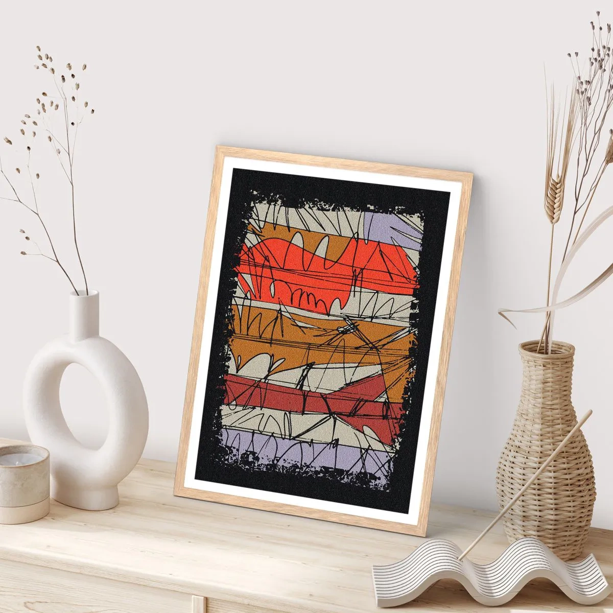 Poszter világos tölgy keretben - Spontán kompozíció - 50x70 cm