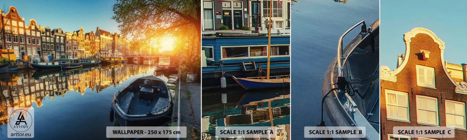 Fotótapéta Minta Standard Eco - Reggel Amszterdamban - Város, Amszterdam, Építészet - 100x30 cm