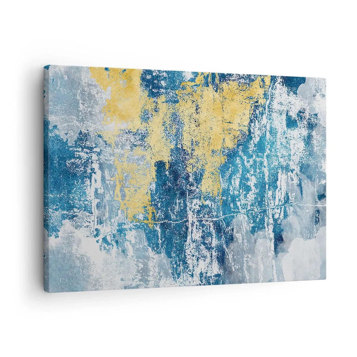 Vászonkép - Absztrakció kék és sárga árnyalatokban - 70x50cm - Derűs absztrakció - Modern fali dekoráció nappalihoz és hálószobához ARTTOR