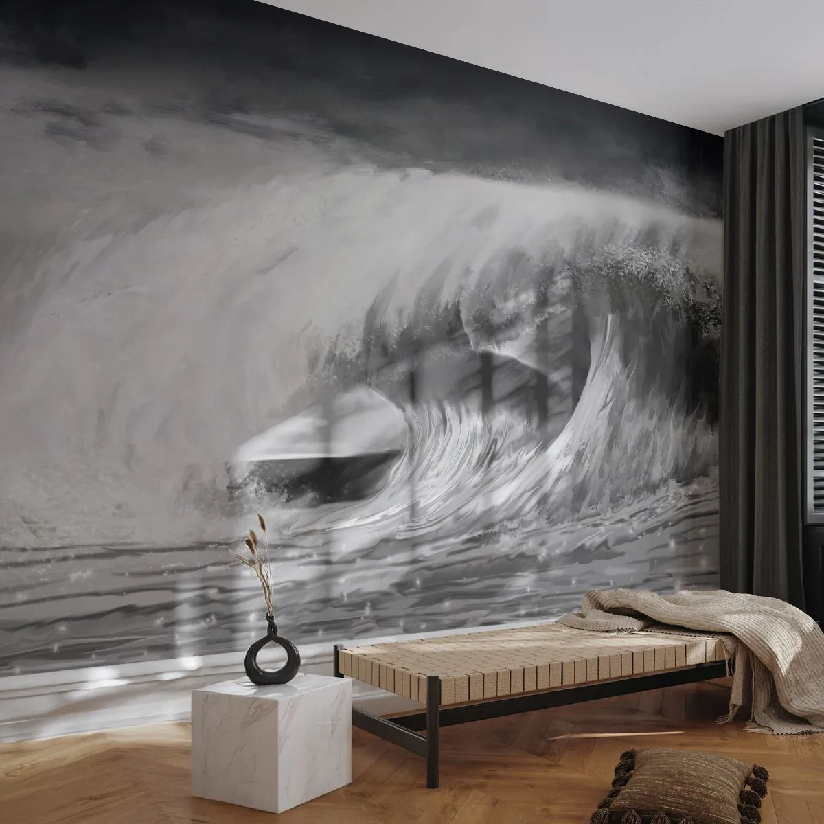 Fotótapéta Premium Sand - Az óceán haragja - Tenger, óceán, Magas Hullám - 350x256 cm