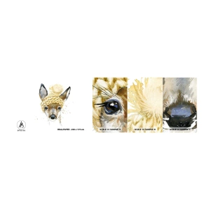 Fotótapéta Minta Öntapadós Deluxe Sticker - Télre havas erdőben - Gyerekeknek, Őz, Grafika - 100x30 cm