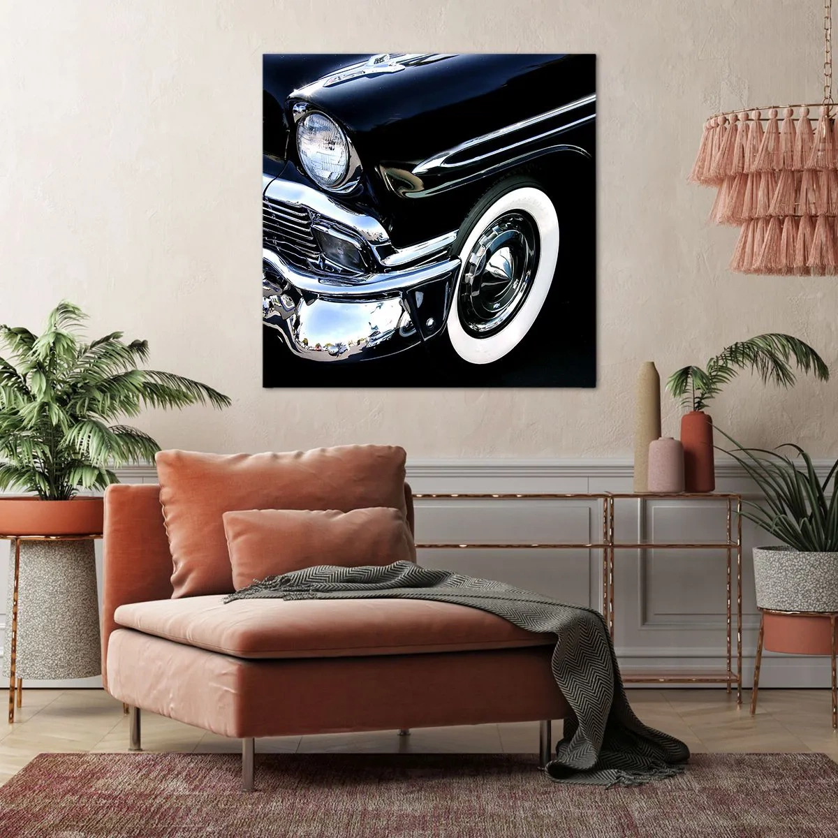 Vászonkép - Klasszika ezüst, fekete és fehér színben - 70x70 cm