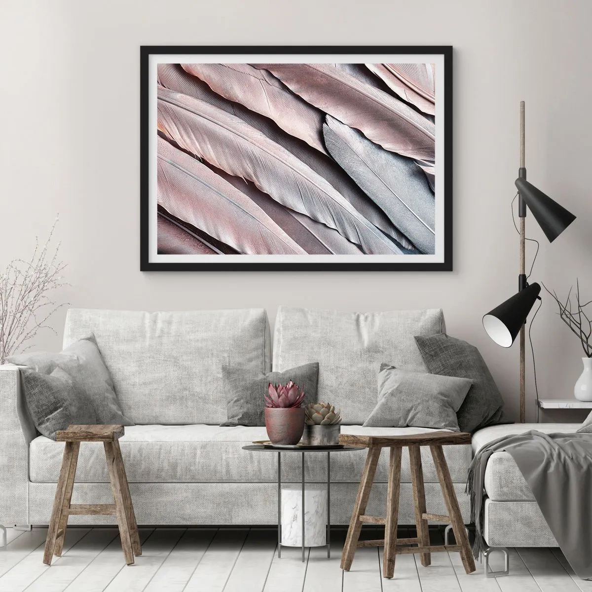 Poszter fehér keretben - Rózsaszín ezüstben - 70x50 cm