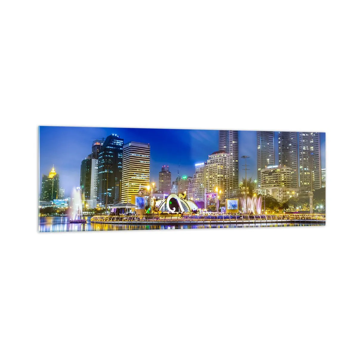 Üveg kép - Metropolis szivárvány éjszakája - 160x50 cm