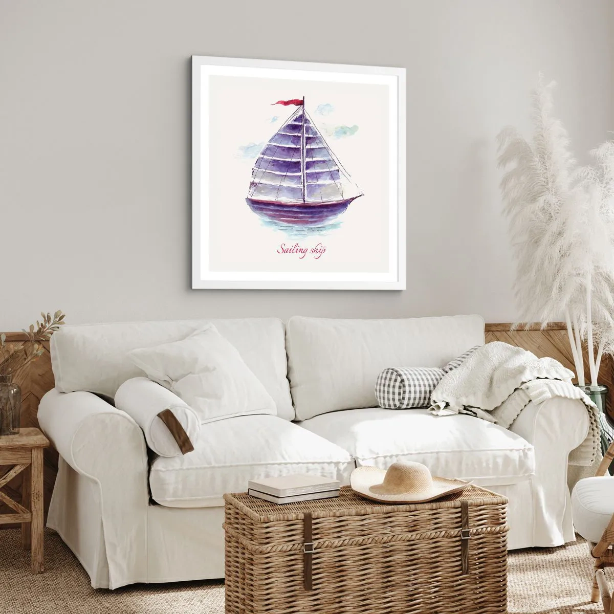 Poszter fekete keretben - Teli vitorlákat és nyugodt vizet - 50x50 cm