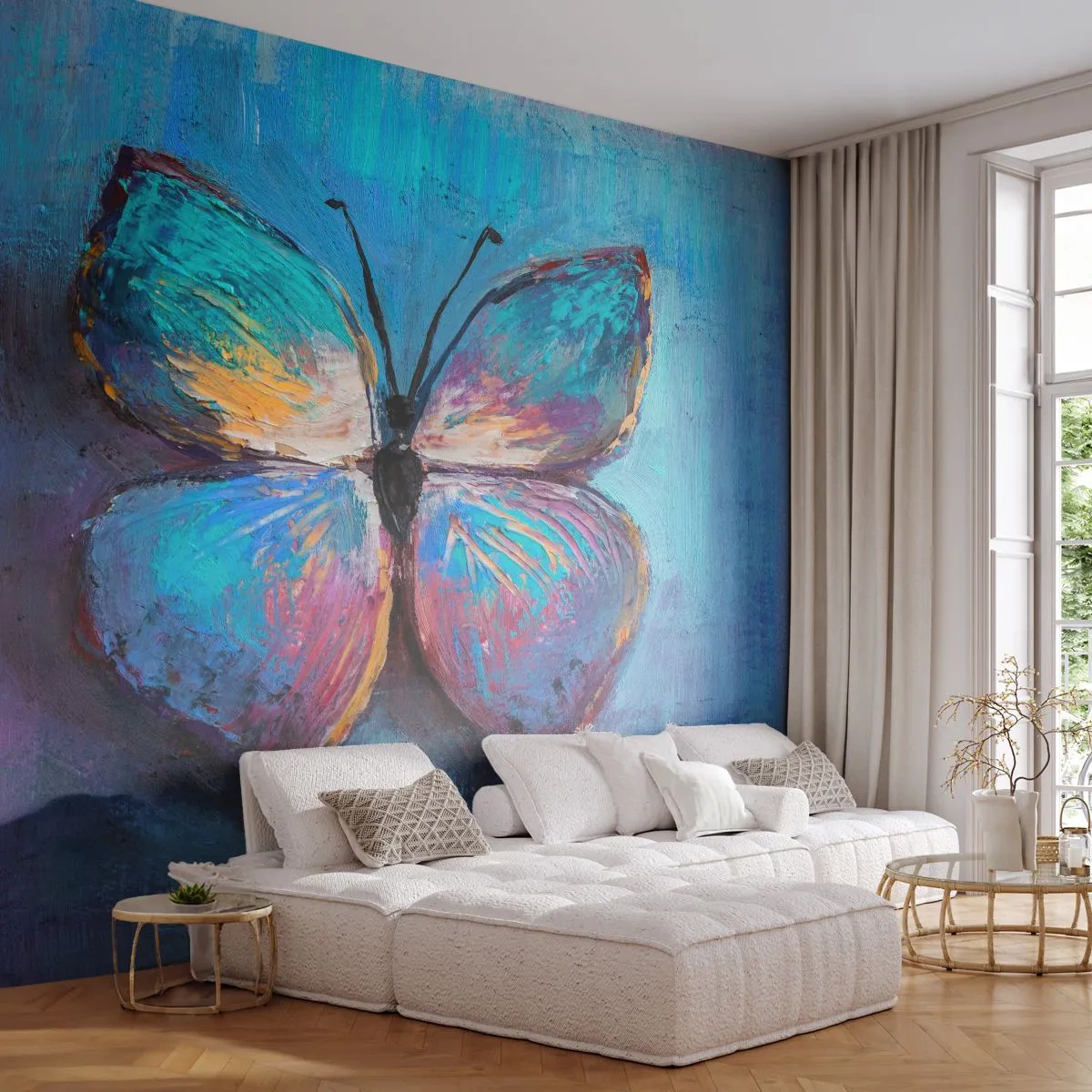 Fotótapéta Premium Sand - Teljes pompájában - Pillangó, Darab, Festmény - 100x70 cm