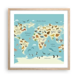 Poszter világos tölgy keretben - Jó szomszédok - 50x50 cm