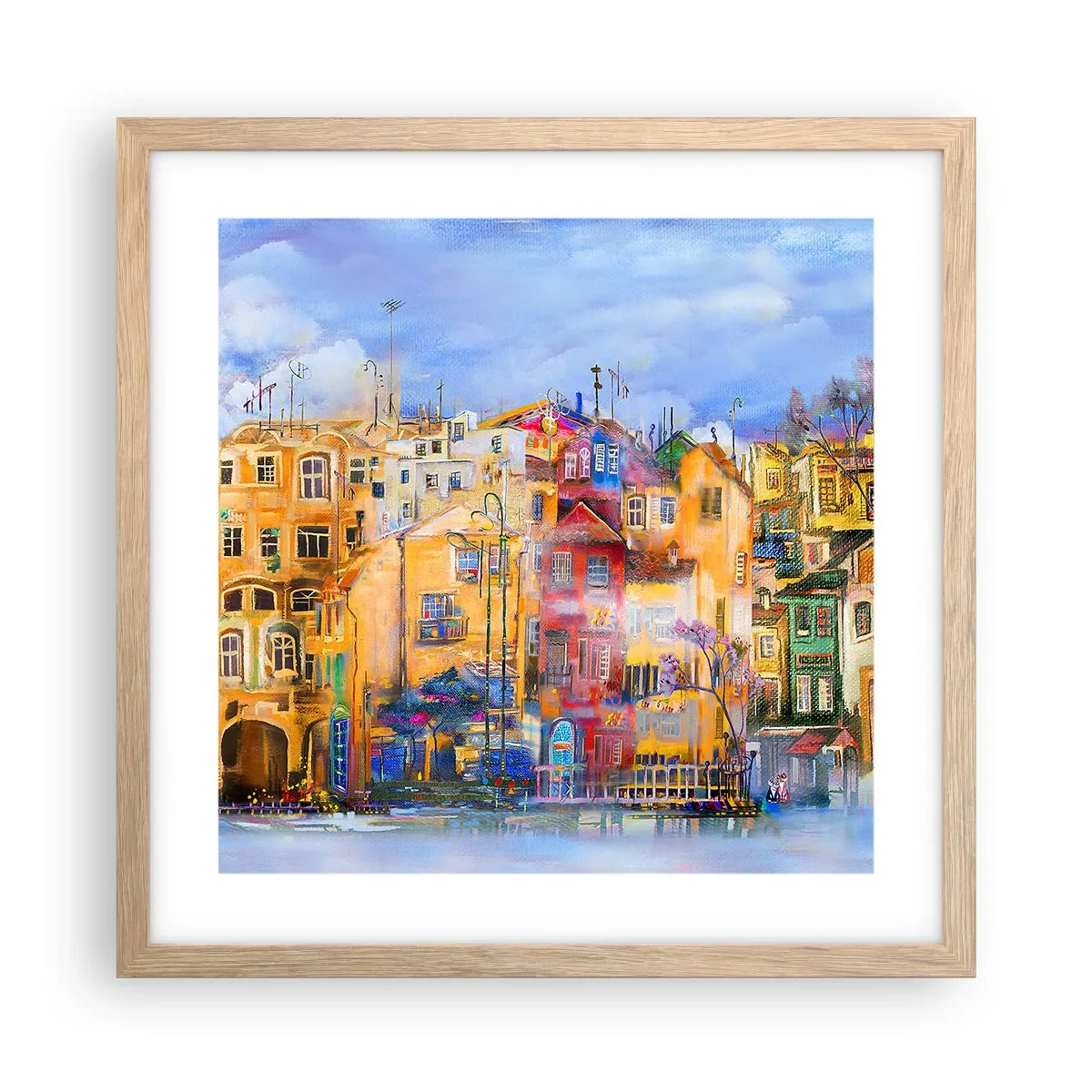 Poszter világos tölgy keretben - Együtt vagyunk - 40x40 cm