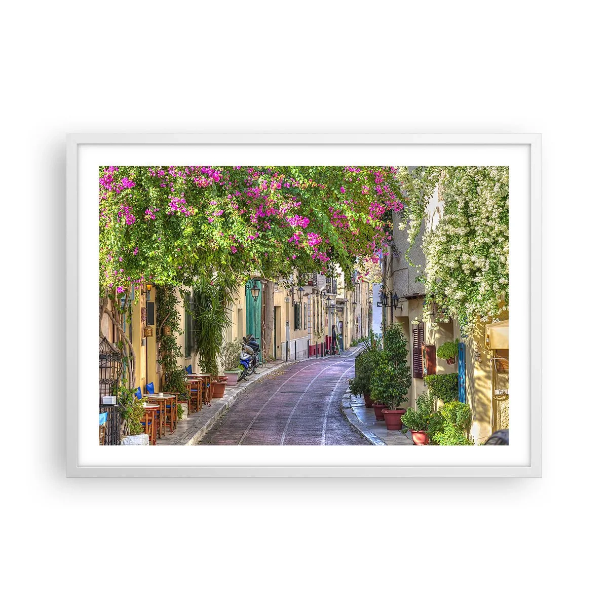 Poszter fekete keretben - Virágzó sikátor - 70x50 cm